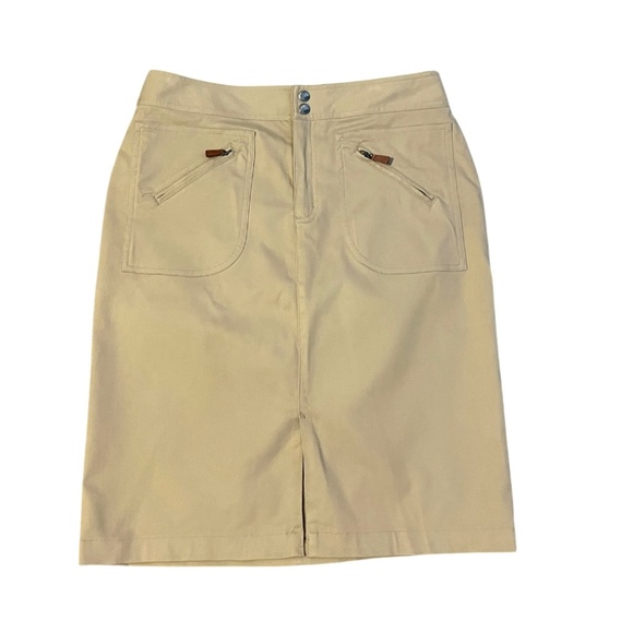Ralph Lauren Kaki Pencil Skirt with Zipper Pockets Size 8 - Picture 1 of 8